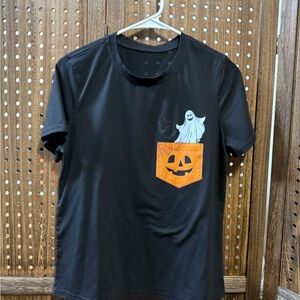 Black Halloween T-Shirt with Ghost and Pumpkin NWOT
